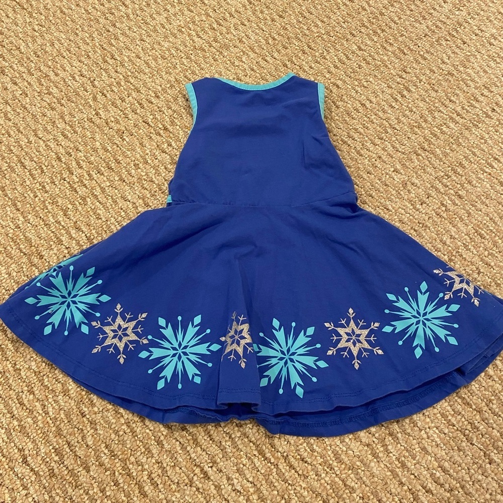 Disney Frozen Toddler Girls Blue Sleeveless Dress Size 2T Sisters Rule - Picture 2 of 6